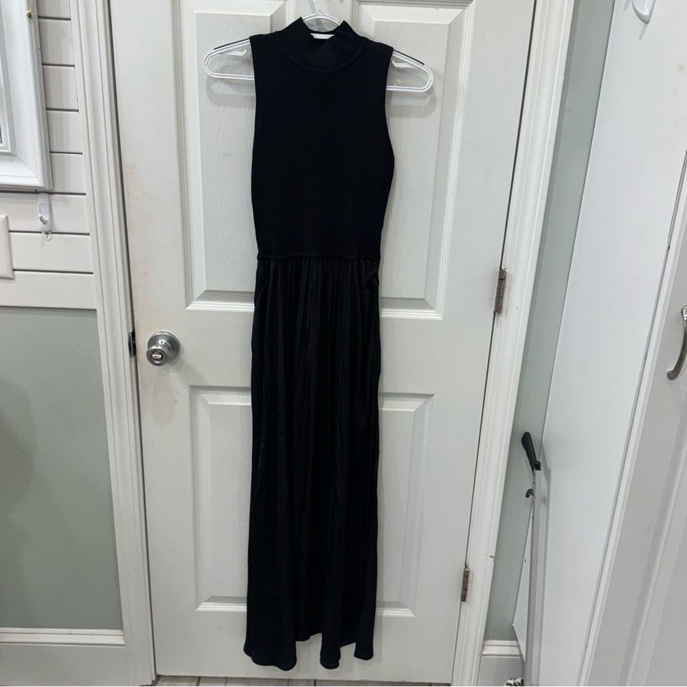 Elan Black mockneck sleeveless mixed media maxi dress size medium new with tags - Picture 5 of 12